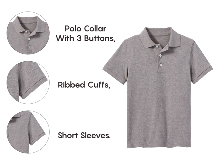 5-Pack School Uniform Tagless Polo Tshirt for Little Boys & Big Boys